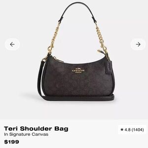 Coach Teri Shoulder Bag in Dark Brown with Gold Accents